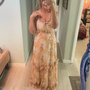 June and Hudson. Long floral light orange dress. New with tags.